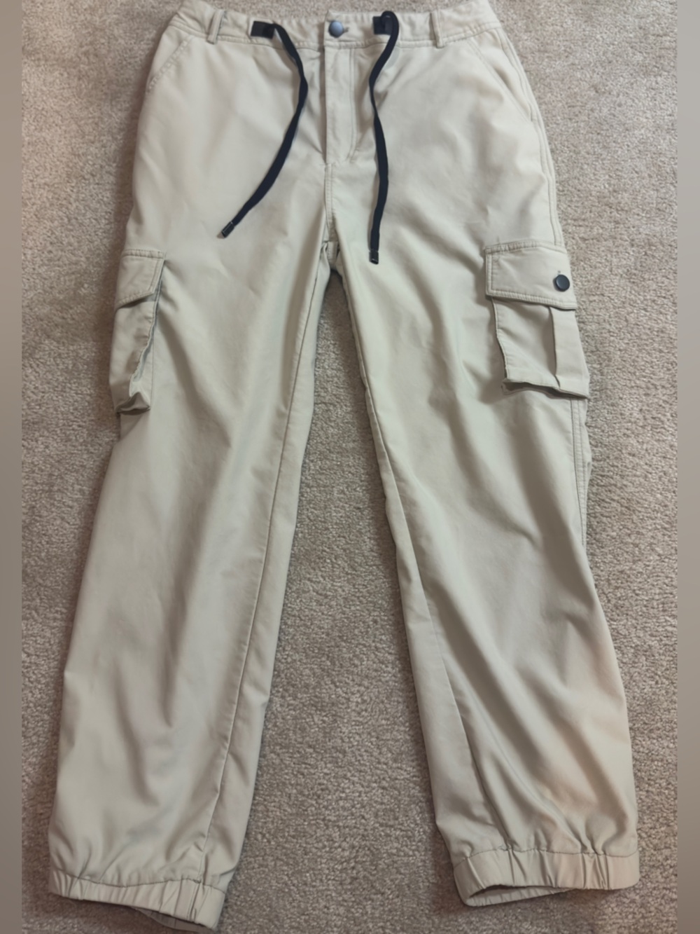 Women's Cargo Jogger Pants in Light Khaki - Casual Utility Style